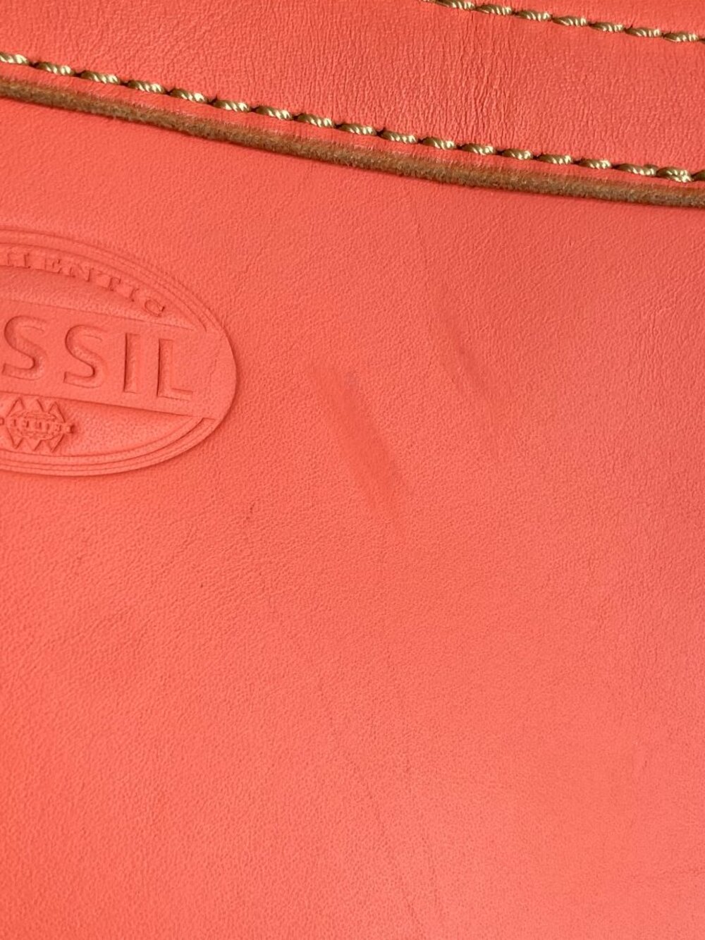 Fossil Mini Austin Leather Turn Lock Saddle Flap Crossbody Bag Coral Salmon - Picture 14 of 15